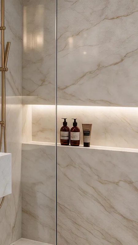 Concept render of a shower wall with a lit niche